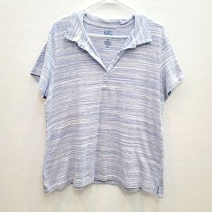 💕 Croft & Barrow Blue The Classic Polo Short Sleeves Tee Women's Size XXL